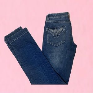 Y2k jeans with bedazzled bling on the back pockets